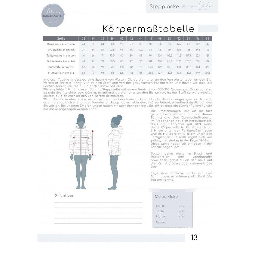 Steppjacke für Damen –  Vika – Papierschnittmuster