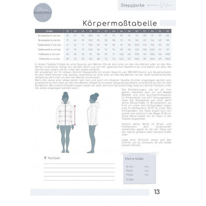 Steppjacke für Damen –  Vika – Papierschnittmuster