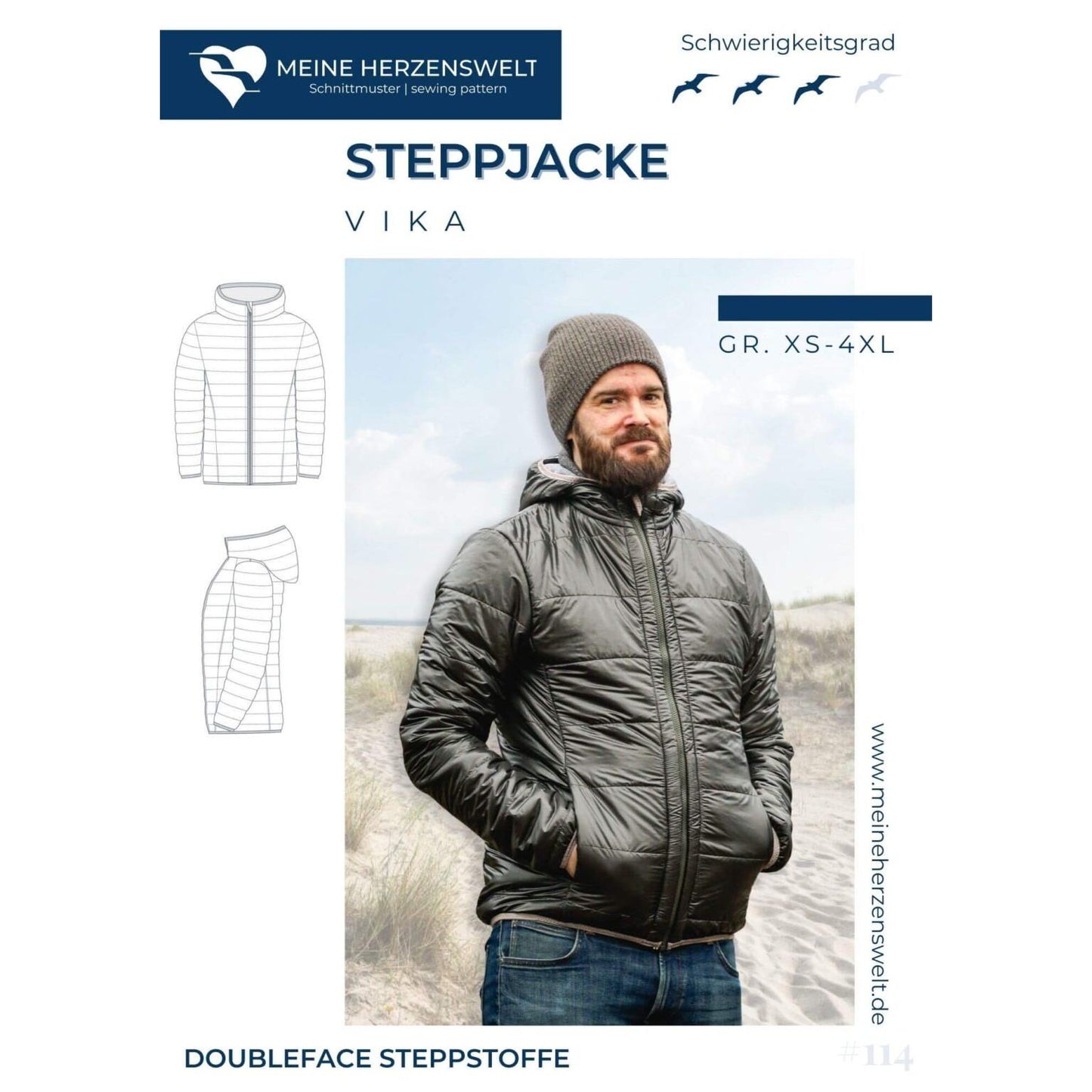 Steppjacke für Herren – Vika – Papierschnittmuster Gr XS–4XL