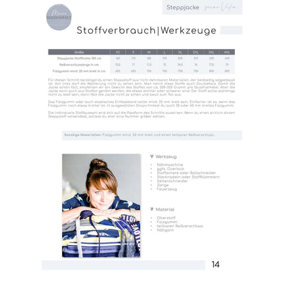 Steppjacke für Herren – Vika – Papierschnittmuster Gr XS–4XL