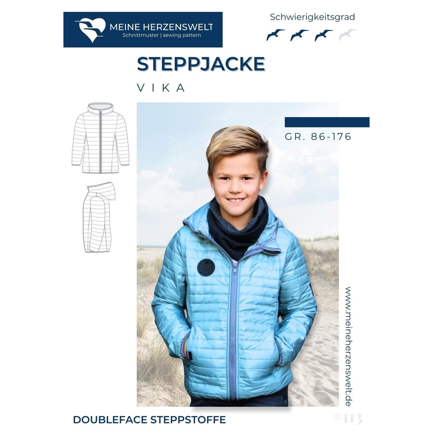 Vika- Steppjacke für Kinder – Papierschnittmuster