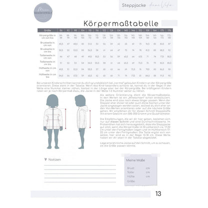 Vika- Steppjacke für Kinder – Papierschnittmuster