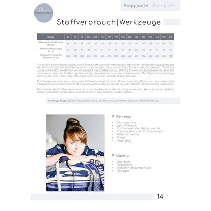 Vika- Steppjacke für Kinder – Papierschnittmuster