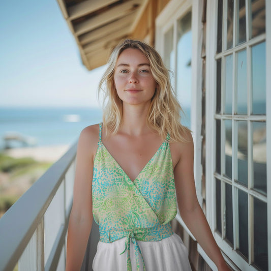 Handgefärbte Batik Viskose Aqua-Mint – 137 cm breit