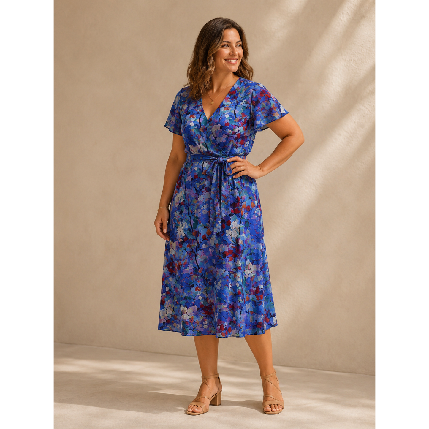 Viscose  "Die blaue Verführung-Aquarell Blumen"-Radiance Digitaldruck