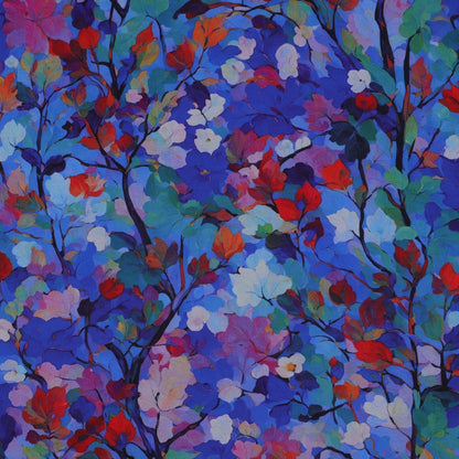 Viscose  "Die blaue Verführung-Aquarell Blumen"-Radiance Digitaldruck