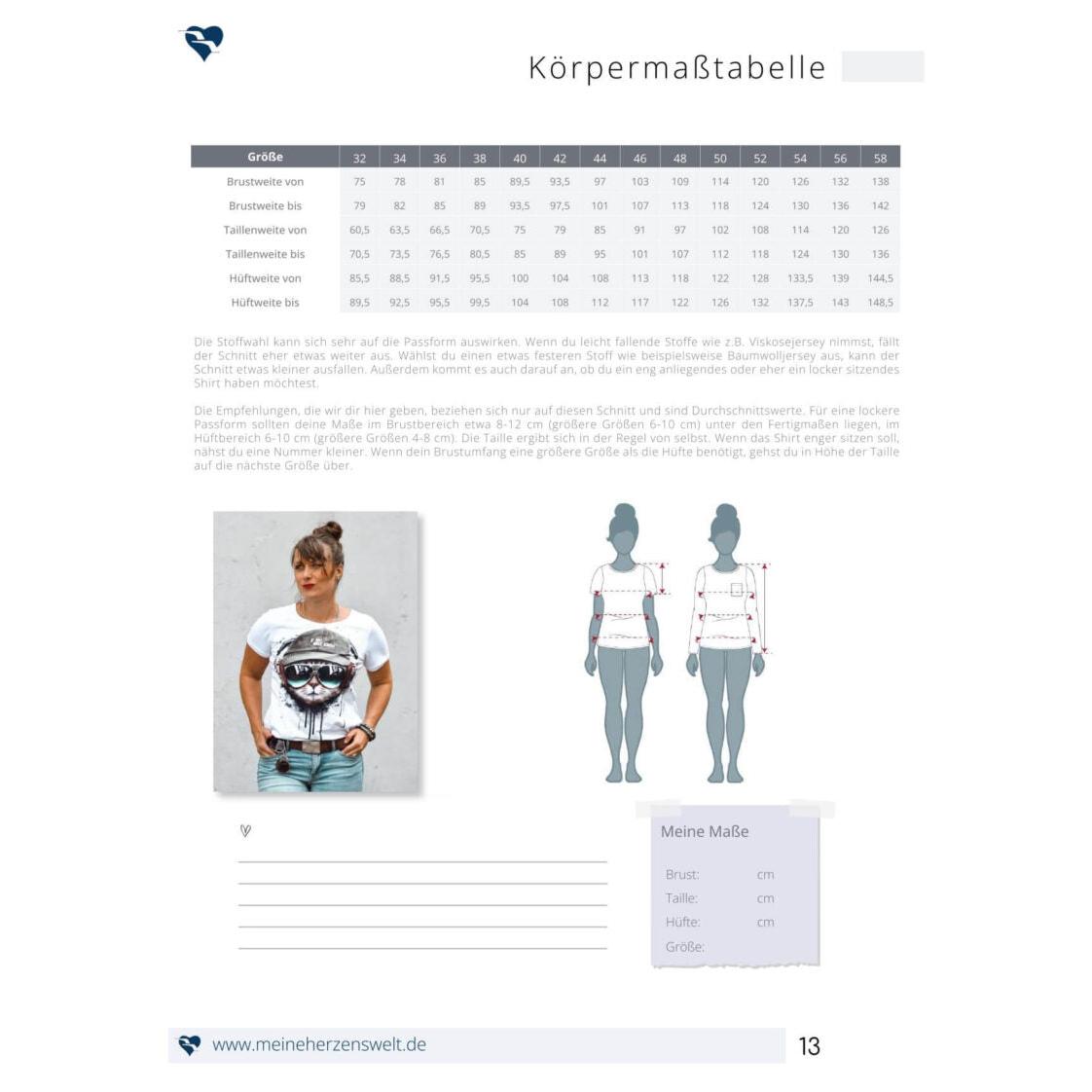 Shirt Damen-Papierschnittmuster Gr. 32-58 Vivien