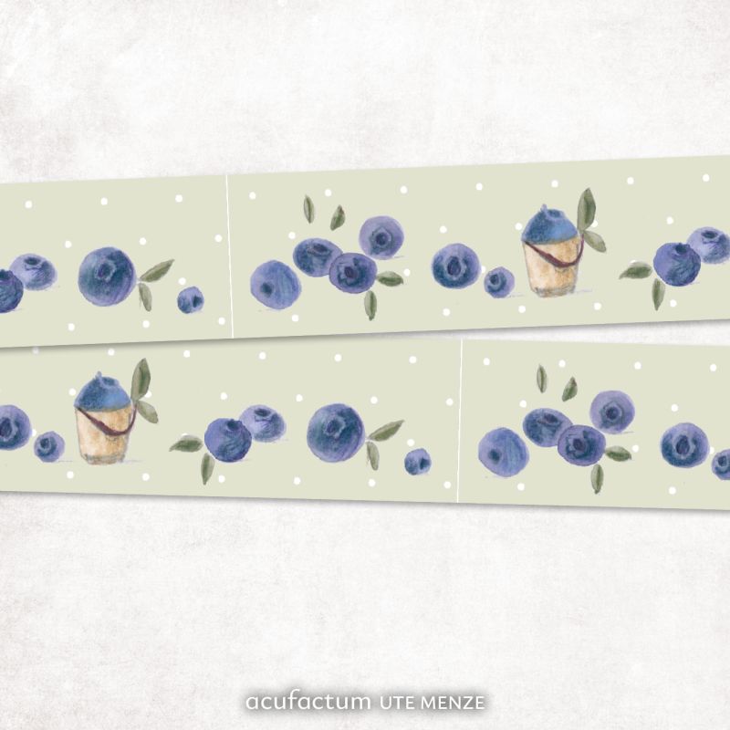 Webband Heidelbeeren 18 mm auf grünem Grund von acufactum