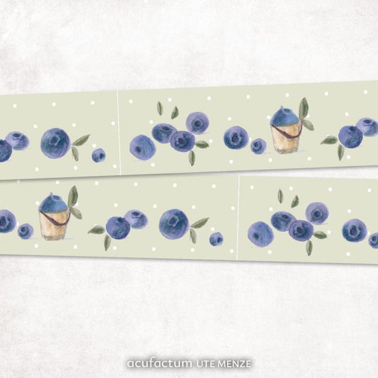 Webband Heidelbeeren 18 mm auf grünem Grund von acufactum